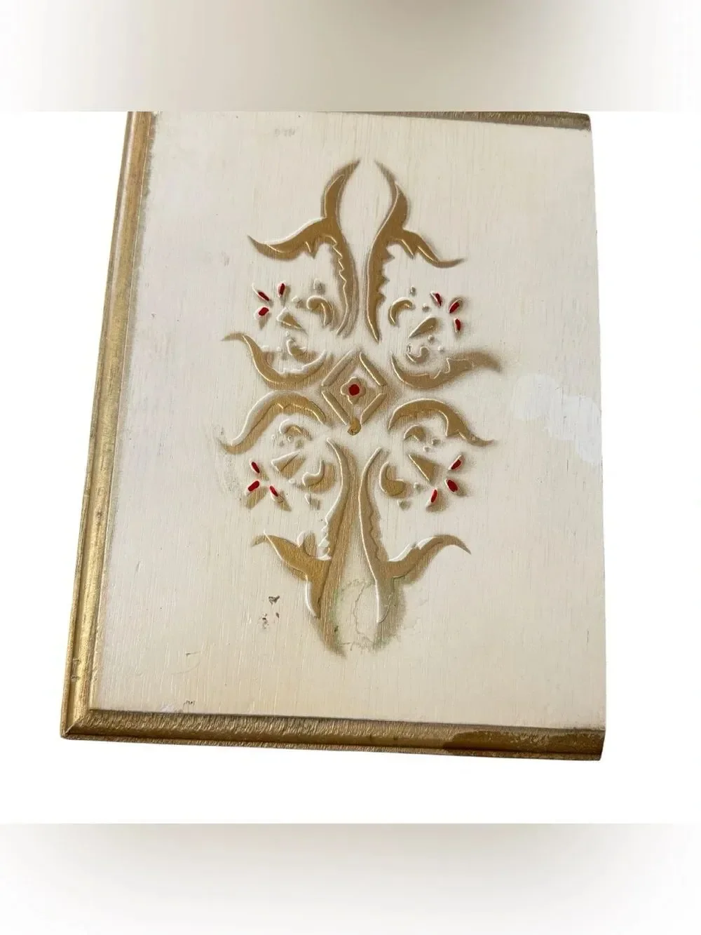 Vintage HOLIDAY IMPORTS, INC. San Francisco Wooden Florentine Jewelry Box